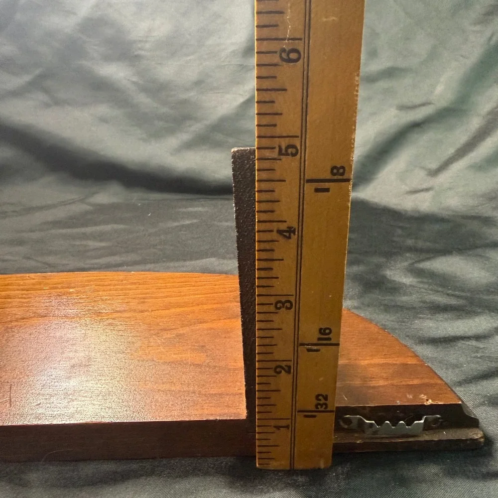 Vintage Wood Floating Wall Shelf Plate Groove Display Brown Semi Circle 16 Inch